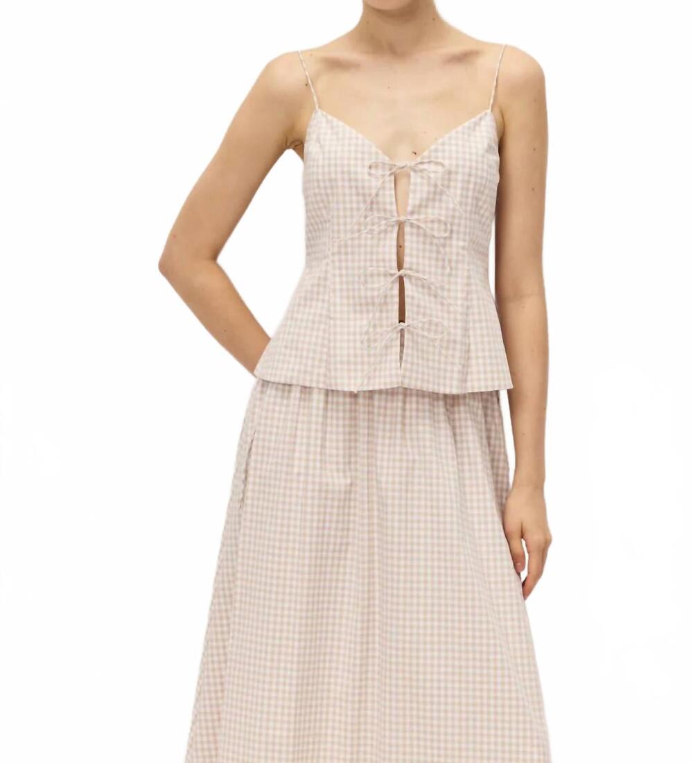NEW ELODIE vionnet gingham top in taupe